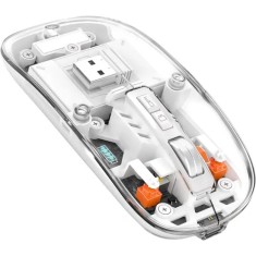 Mouse Nou M133, 2400dpi, 5 Butoane, Indicator Nivel Baterie, Transparent, Alb, Wireless + Bluetooth foto