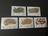 Seria Completă URSS 1977 - Șerpi Veninoși, Medicină, Cobră Central-Asiatică, Viperă Ghiurza, Efa, 5v - Ștampilate -333