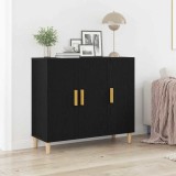 Bufet Negru Stejar vidaXL 90x34x80 cm din lemn tratat