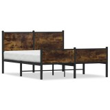 Cumpara ieftin Cadru pat metalic fara saltea, stejar fumuriu, 137x190 cm