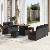vidaXL Set de canapele pentru grădină cu pernă 8 pcs Negru 3363114