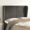 vidaXL Tăblie de pat cu aripioare gri &icirc;nchis 147x23x118/128 cm catifea 3118145