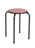 Taburet cu picioare din fier negru si sezut din velur roz Amal 30x30x45 cm