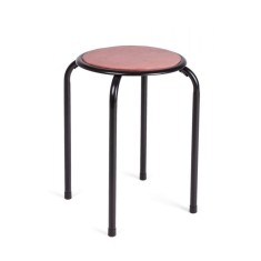 Taburet cu picioare din fier negru si sezut din velur roz Amal 30x30x45 cm