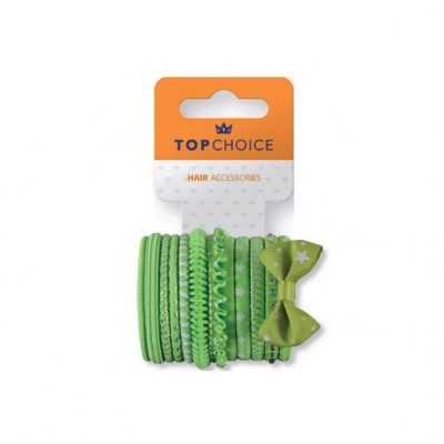 Set de 12 bucati asortate Elastic de par Top Choice, in nuante de verde, TC22029 foto