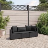Gossi set mobilier de gradina cu perne, 3 piese, negru, poliratan