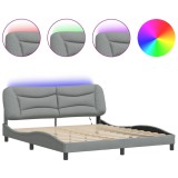 Cumpara ieftin Cadru de pat cu LED fara saltea Hvar Gri deschis 180x200 cm Material