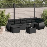 vidaXL Set mobilier de grădină cu perne, 8 piese, negru, poliratan 3254022