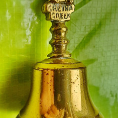 F3-Clopotel bijutierie vechi colectie ANVIL GRETA GREEN USA bronz aurit raritate