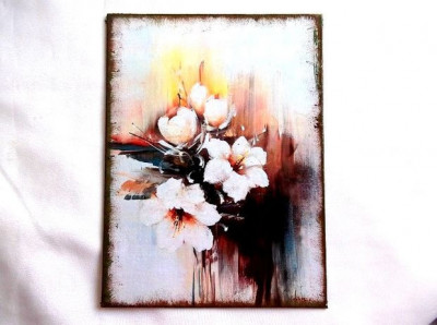 Tablou pe panza cu flori albe de vara, tablou pe panza 36318 foto