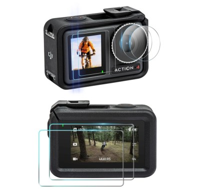 Set sticla protectie display si lentila Telesin, pentru camera DJI Osmo Action 4 foto