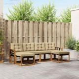 vidaXL Set de canapele de exterior cu pernă 6 pcs Natural și Bej 3368936