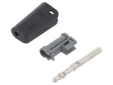 Mufă Banană 4mm 32A Neagră Neizolată cu Soclu Axial