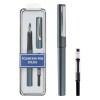 Set Stilou Albastru Mat, 2 Piese + Rezerva Cerneala, Clip Argintiu, Unisex - Elegant si Functional