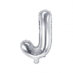 Balon folie metalizata litera J, Argintiu, 35cm