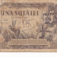 ROMANIA 100 LEI 25 IUNIE 1947 F