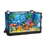 Set de constructii Acvariu cu pesti, HexaCraft, Lumini LED integrate, Fundal detasabil, Figurine dinamice, Material ABS non-toxic, Multicolor