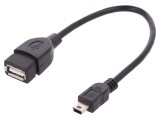 Cablu OTG USB 2.0 A la Mini B 0.2m Negru, Digitus