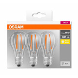 Set 3 becuri Led E27, 7W, 806 lumeni, lumina calda(2700K), OSRAM