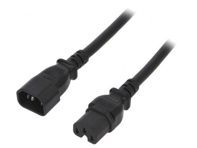 Cablu Prelungitor IEC C14 la C15 PVC 5m Negru 15A foto