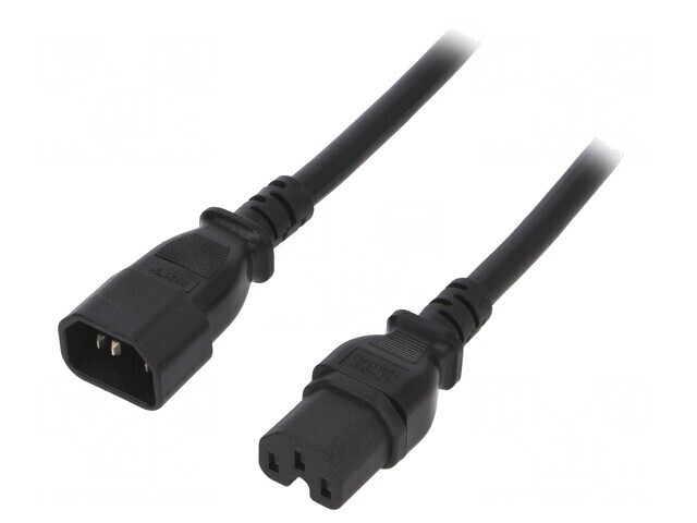 Cablu Prelungitor IEC C14 la C15 PVC 5m Negru 15A