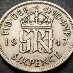 Moneda 6 (SIX) PENCE - Marea Britanie / ANGLIA, anul 1947 * cod 4591 = excelenta