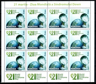 Romania 2011, LP 1892 c, Ziua Mondial a Sindromului Down, minicoala de 12, MNH! foto