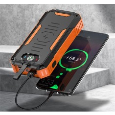 Baterie externa solara wireless-Acumulator extern solar 30000 mAh