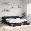 Pat de zi cu extensie și sertare, negru, 90x190cm, textil