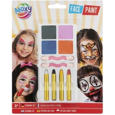 Set Pictura pe Fata pentru Copii - 10 Piese: 4 Vopsele, 4 Creioane, 2 Aplicatoare Moxy GR730002 foto