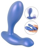 Vibrator Anal Flexibil 2 Motoare, 10 Moduri Vibratii, Silicon, USB, Albastru, 11.5 cm