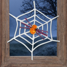 Pânza de păianjen cu păianjen - decor de Halloween - alb