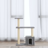 VidaXL Ansamblu pisici, st&acirc;lpi din funie sisal, gri deschis, 70 cm