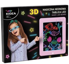 Tablita de desenat magica 3D cu LED, pentru copii, roz foto