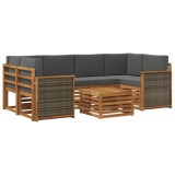 vidaXL Set de canapele de exterior cu pernă 7 pcs Natural și Antracit 3384078