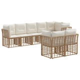vidaXL Set de canapele de exterior cu pernă 6 pcs natural Poliester 3437514