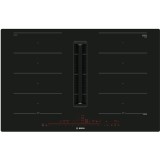 Plita incorporabila cu hota integrata Bosch PXX801D67E, Inductie, 4 zone de gatit, 2 Flex Zone, Putere de absorbire 500 mc/h, 80cm, Negru