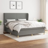 Cumpara ieftin Pat box spring cu saltea, gri &icirc;nchis, 180x200 cm, textil