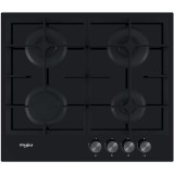 Plita incorporabila Whirlpool GOS 6415/NB1, Gaz, 4 arzatoare, Siguranta arzatoare, Wok, Gratare fonta, 60 cm, Negru