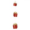 Decoratiune Craciun Spuma Cutii Cadou Rosii, Set 3 Bucati, 63cm, Panglici Aurii, Ornament Brad/Casa, Model Uni