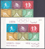 DB1 Olimpiada Tokyo 1964 Libya Libia 6 v. + MS MNH, Nestampilat