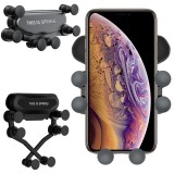 Suport Telefon Auto Gravity cu Prindere in Grila de Ventilatie, Ajustabil in Orice Directie, Universal, Rotativ 360 grade, Negru