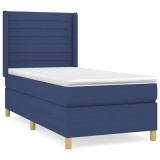 Cumpara ieftin Pat box spring cu saltea, albastru, 80x200 cm, textil