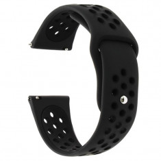 Curea silicon compatibila Fossil Q Founder, telescoape Quick Release, 22mm, Negru Carbon