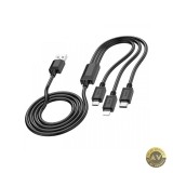 Cablu Incarcare USB-A - Lightning / microUSB / USB-C HOCO X74 3in1 18W 1m Negru