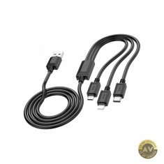 Cablu Incarcare USB-A - Lightning / microUSB / USB-C HOCO X74 3in1 18W 1m Negru