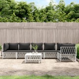 vidaXL Set mobilier gradina 7 piese alb otel modular perne confortabile spatiu exterior