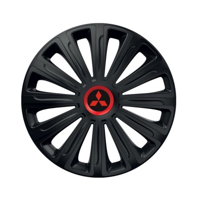 Set 4 capace roti Negre Cu Inel Rosu Trend R16 pentru gama auto Mitsubishi foto
