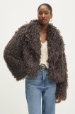 Answear Lab geaca femei, culoarea maro, de tranzitie, oversize