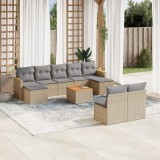 vidaXL Set canapele de grădină cu perne, 10 piese, bej, poliratan
